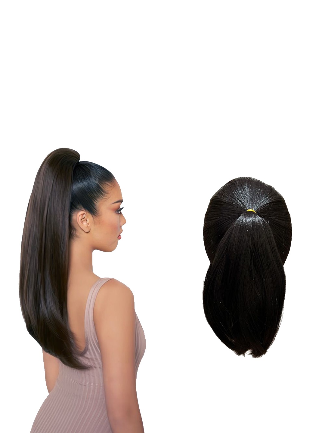 

D-Divine Ball Head Wig Wrapped With Grapefruit Peel Flower Bud Head Ponytail- 35 cm- Brown