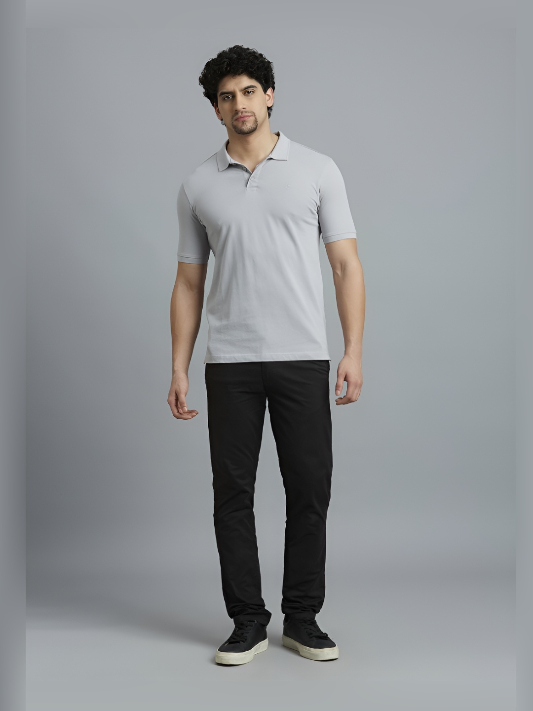 

Reid & Taylor Men Dyed Polo Collar Pockets Slim Fit T-shirt, Grey