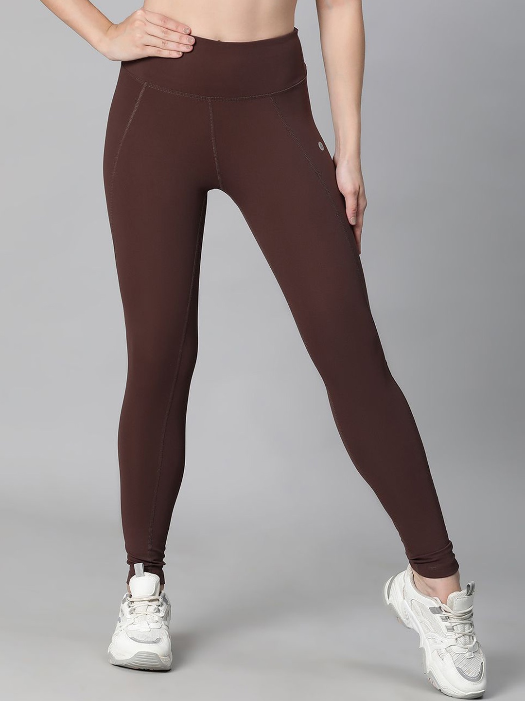 

ATHLISIS Dry-Fit Ankle-Length Gym Tights, Coffee brown