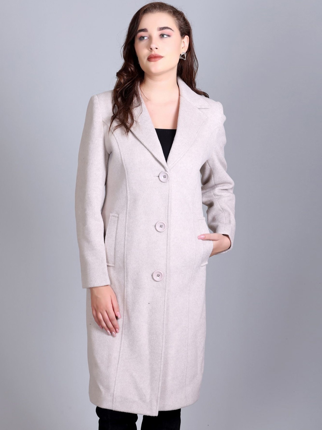 

Winter Wonders Single-Breasted Overcoat, Beige