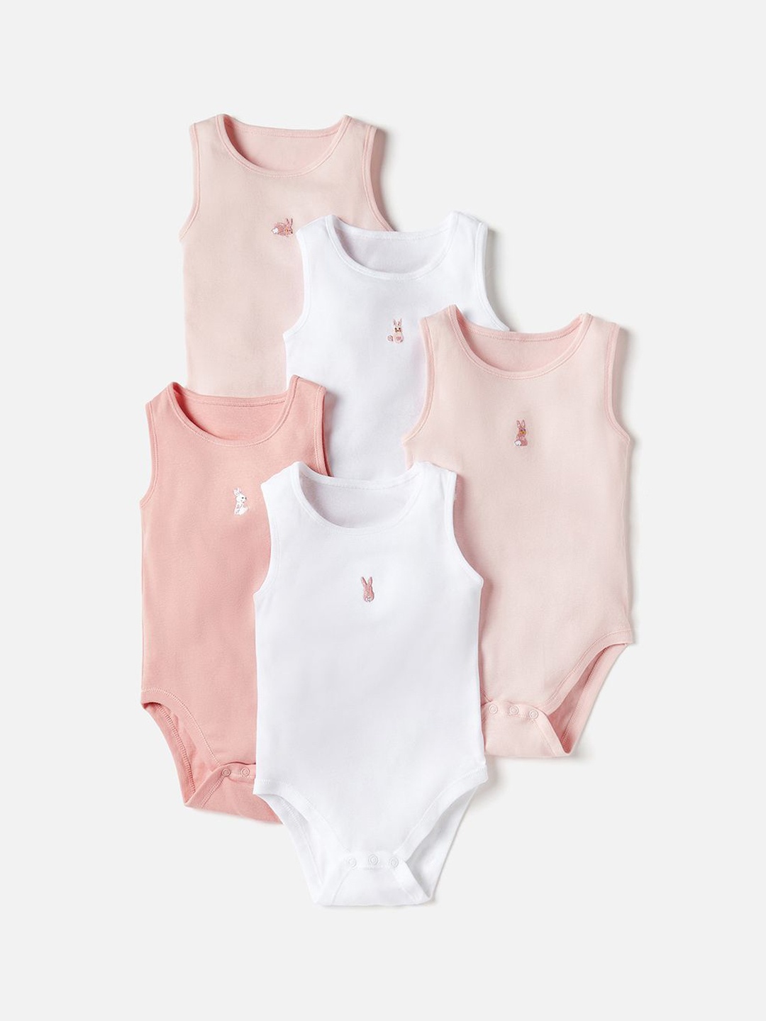 

Juniors by Babyshop Infants Pack Of 5 Cotton Bodysuits, Pink