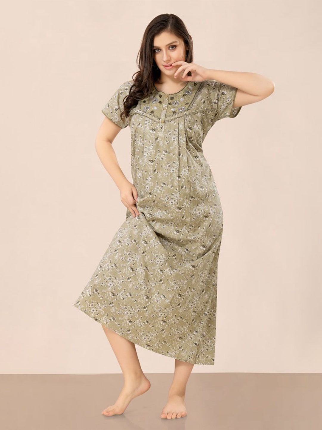 

Soulemo Printed Maxi Nightdress, Green
