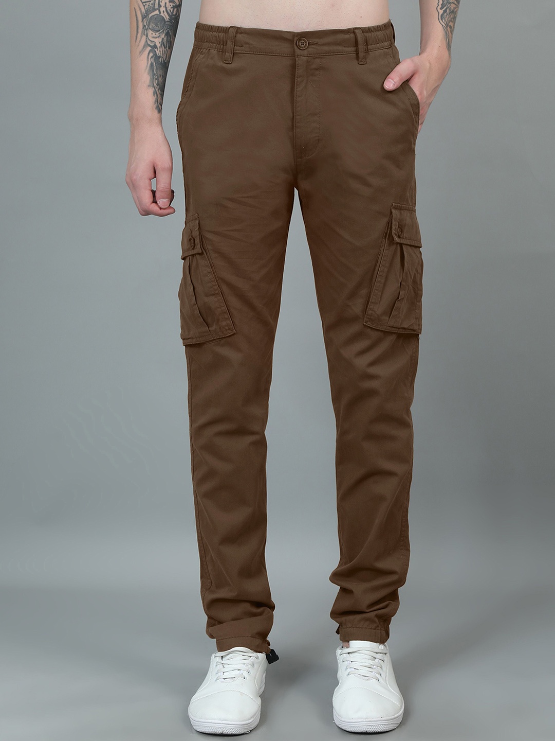 

RIGS AND RAGS Men Relaxed Loose Fit Cargos Trousers, Brown