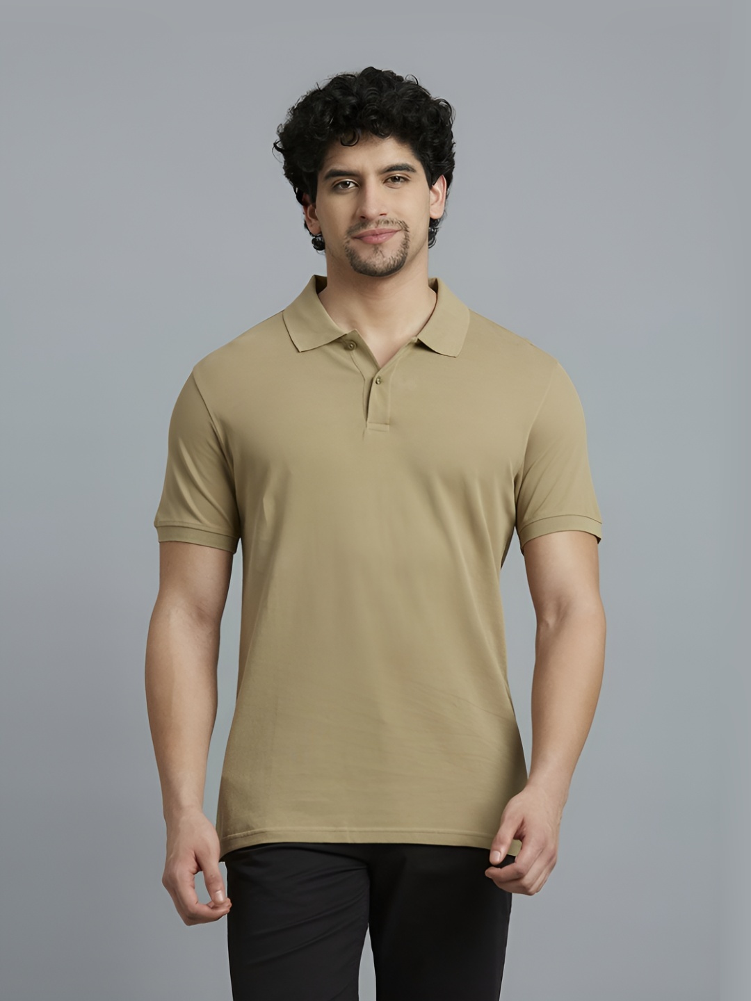 

Reid & Taylor Men Dyed Polo Collar Slim Fit T-shirt, Brown