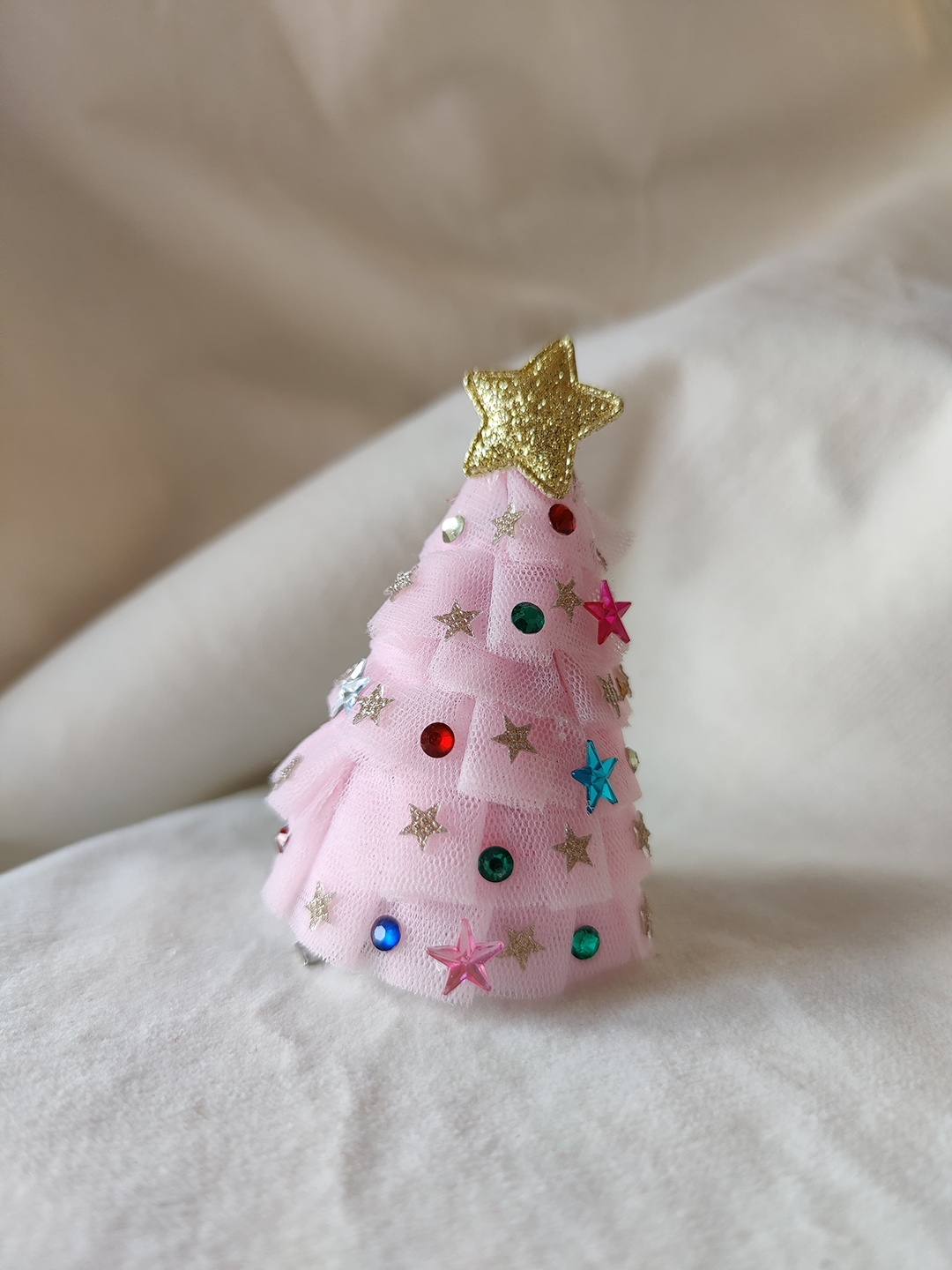 

Choko Girls Christmas Tree with Glitter Stars Holiday Hairclip, Pink