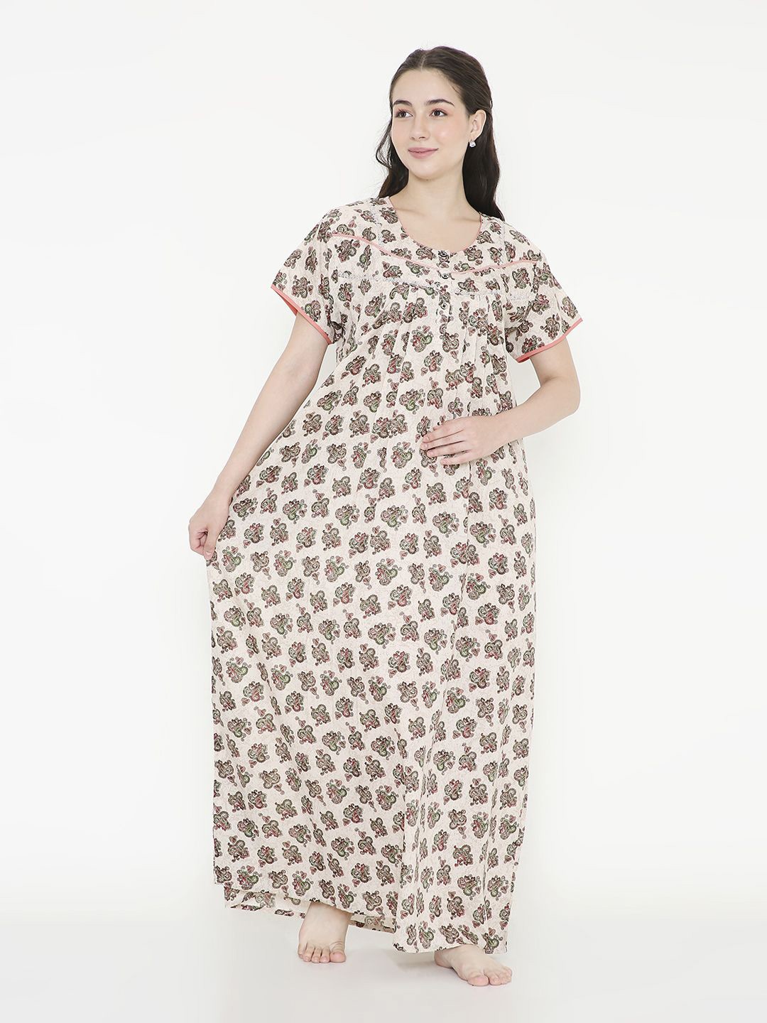 

NIGHTSPREE Printed Maxi Nightdress, Yellow
