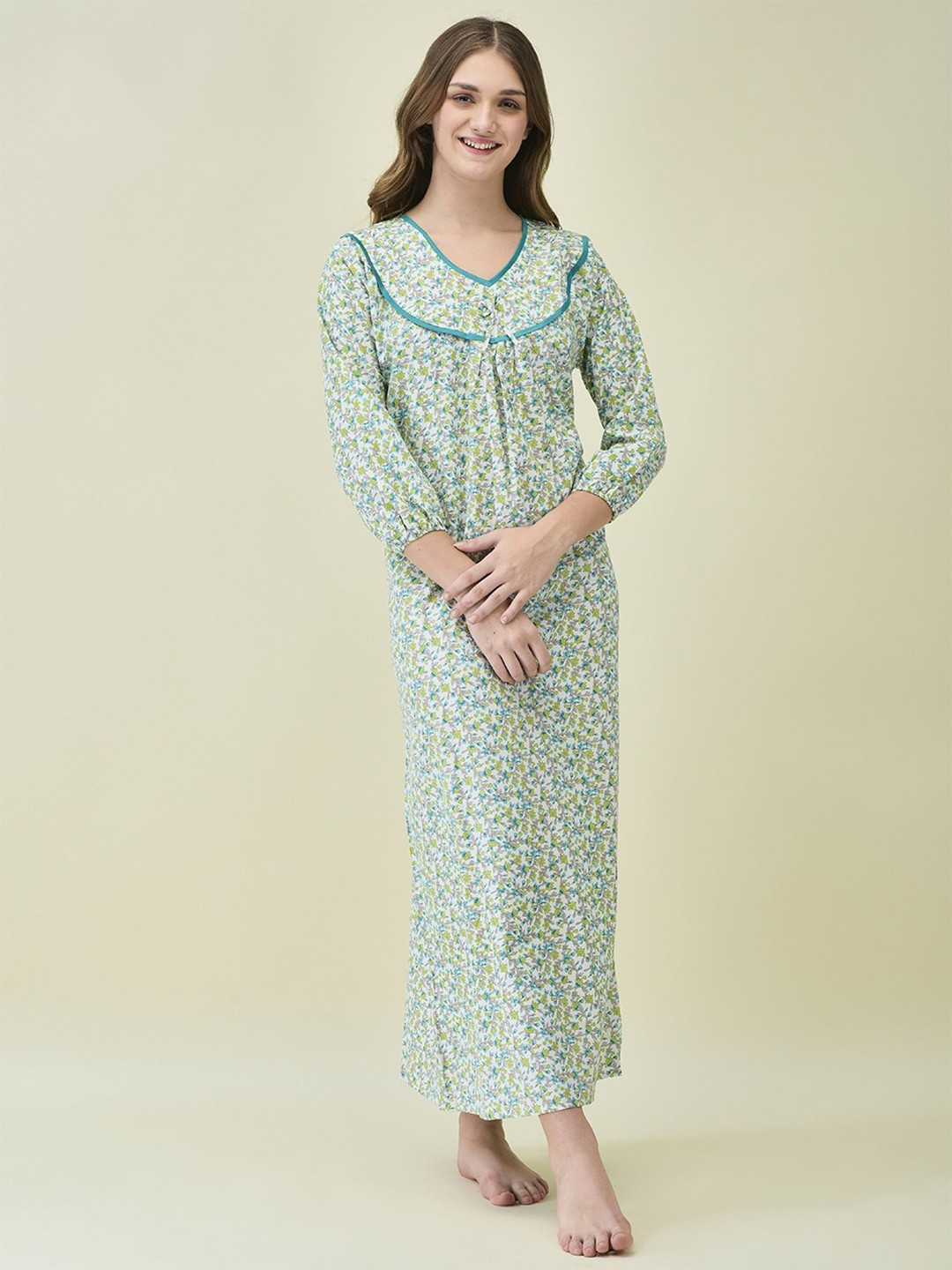 

Noty Printed Maxi Nightdress, Green