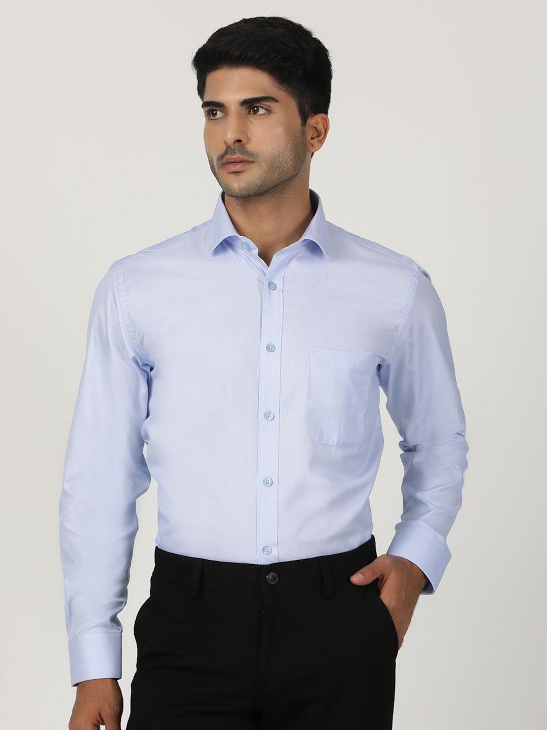 

Greenfibre Men Slim Fit Opaque Formal Shirt, Blue