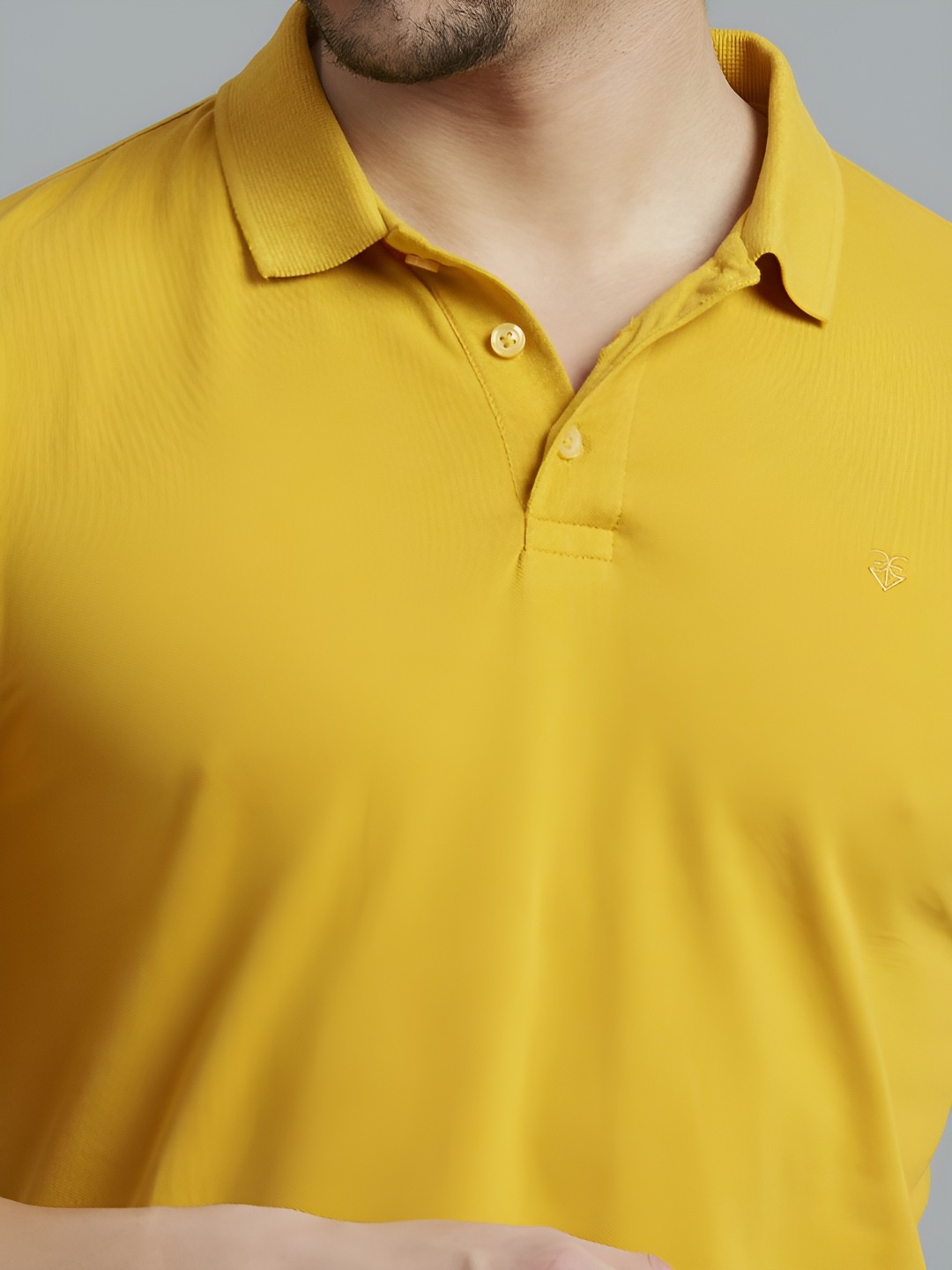 

Reid & Taylor Men Dyed Polo Collar Extended Sleeves Pockets Slim Fit T-shirt, Yellow