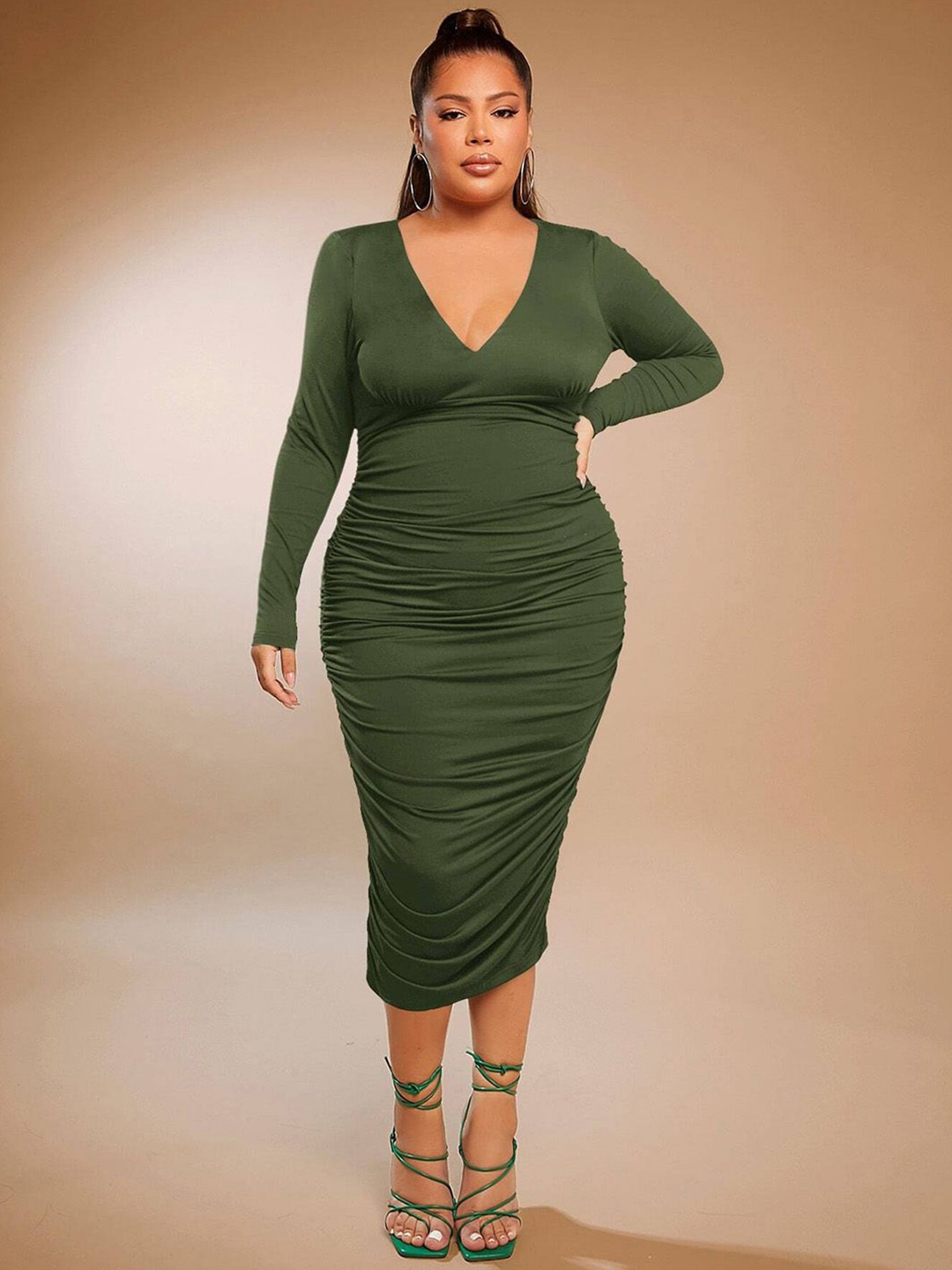 

JC Mode Women Bodycon Midi Dress, Green