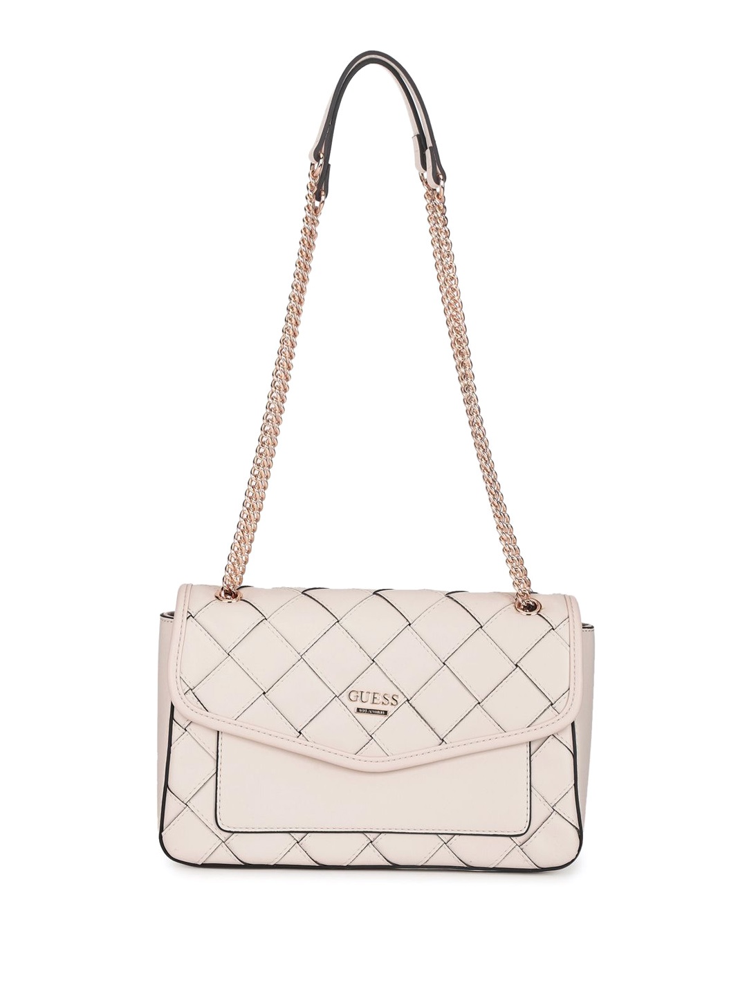 

GUESS Textured PU Structured Shoulder Bag with Quilted, Pink
