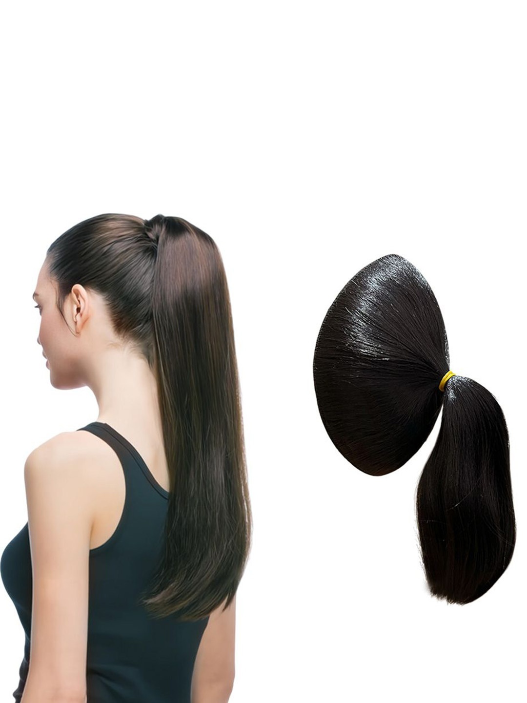 

D-Divine Ball Head Wig Wrapped With Grapefruit Peel Flower Bud Head Ponytail- 35 cm- Brown