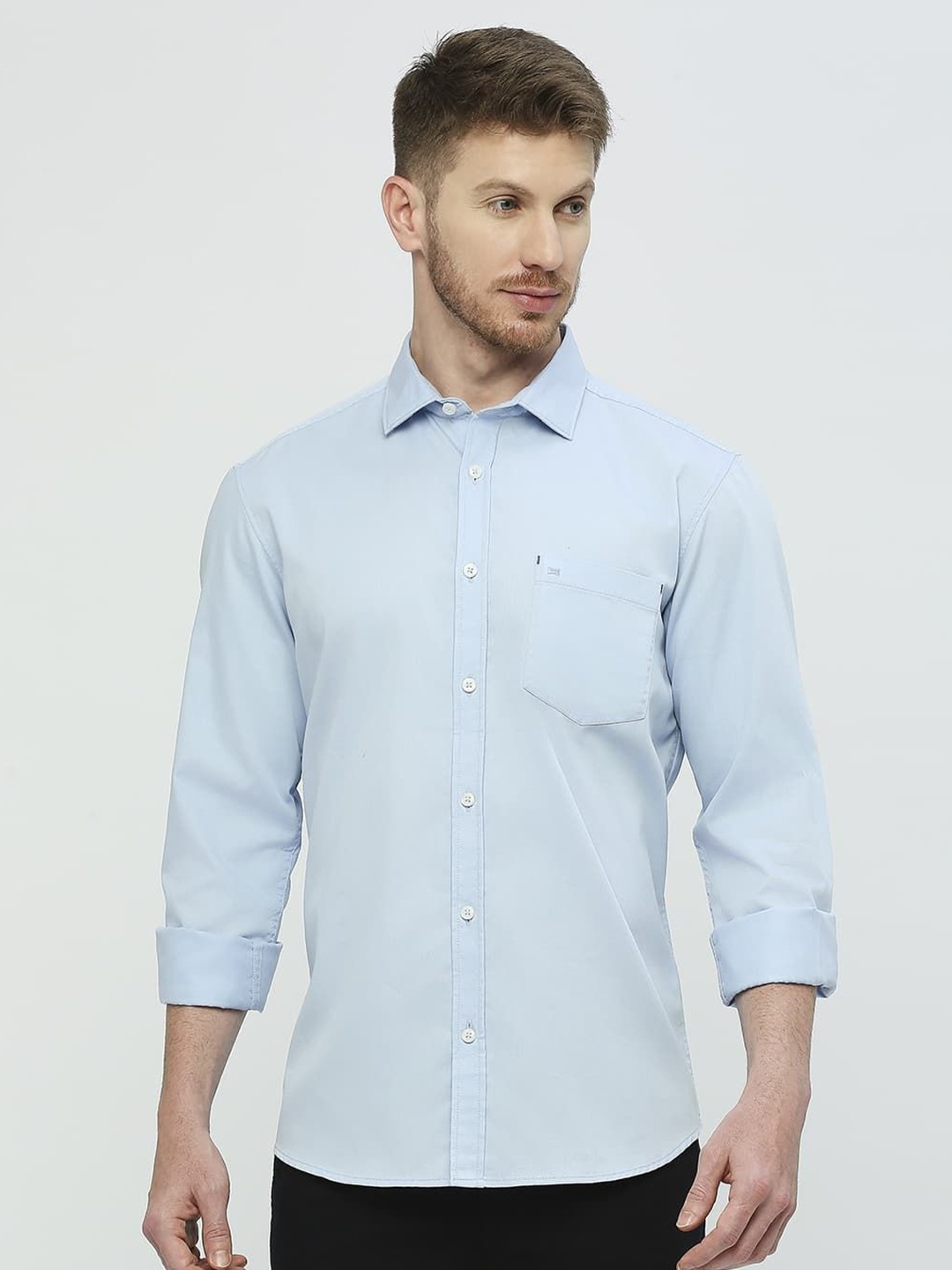 

Basics Men Slim Fit Opaque Casual Shirt, Blue