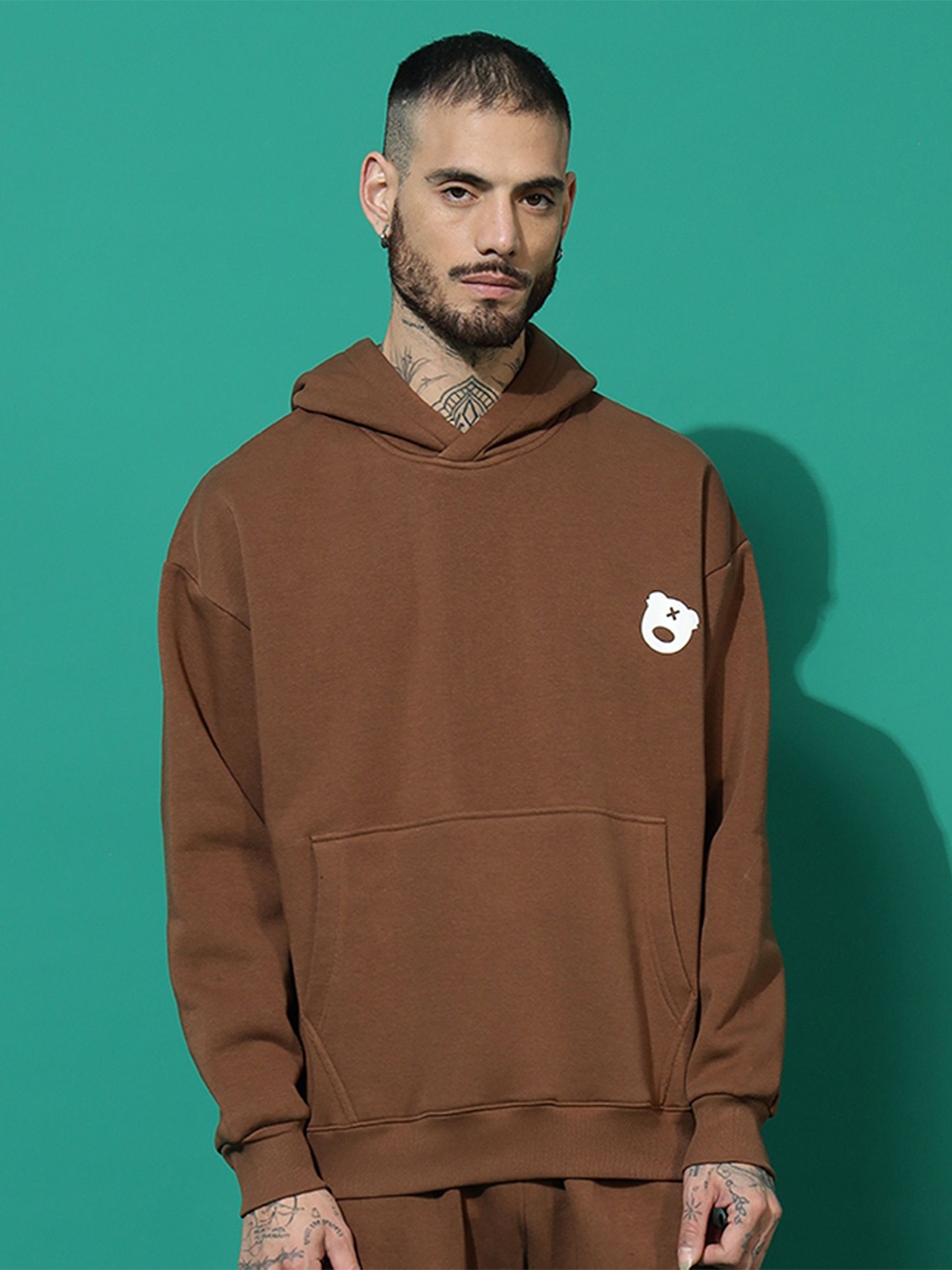 

GRIFFEL Men Hooded Sweatshirt, Coffee brown
