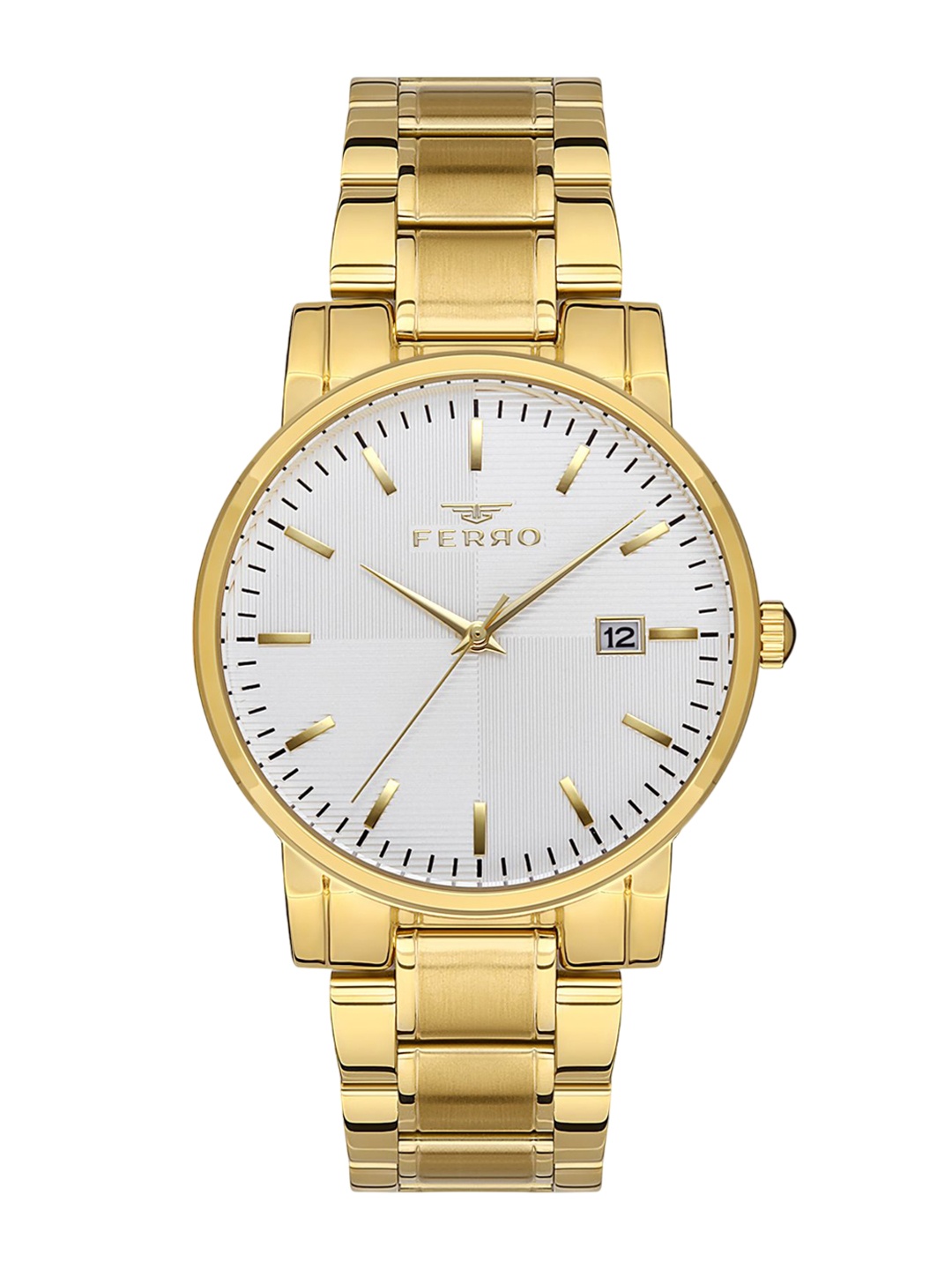 

Ferro Men Brass Dial & Stainless Steel Bracelet Style Straps Analogue Watch F11154A-B, Silver