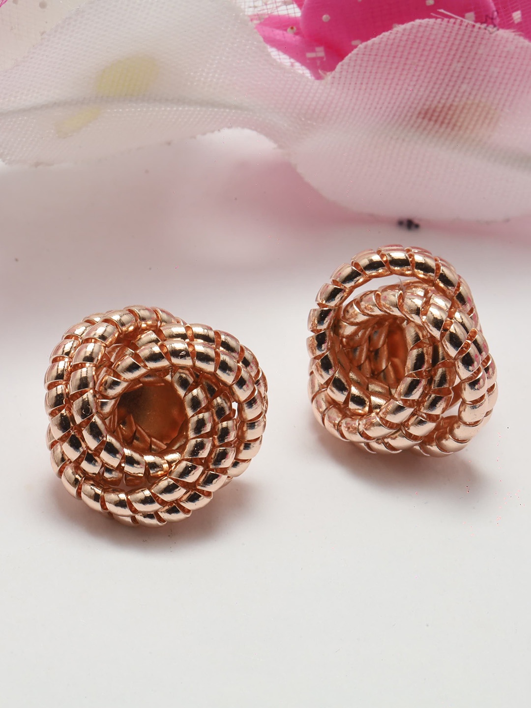 

Maansh Contemporary Gold-Plated Studs Earrings, Rose gold