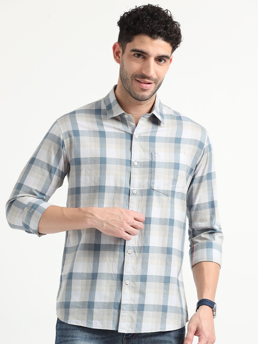

RIGS AND RAGS Men Comfort Opaque Checked Casual Shirt, Blue