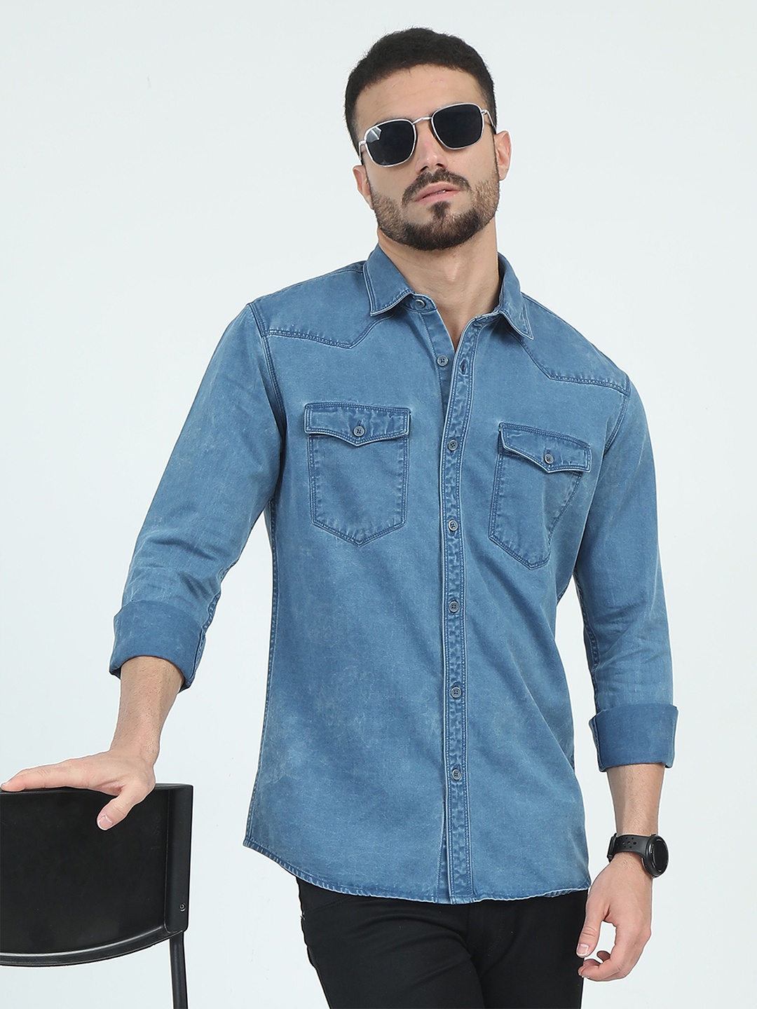 

RIGS AND RAGS Men Classic Opaque Casual Shirt, Turquoise blue