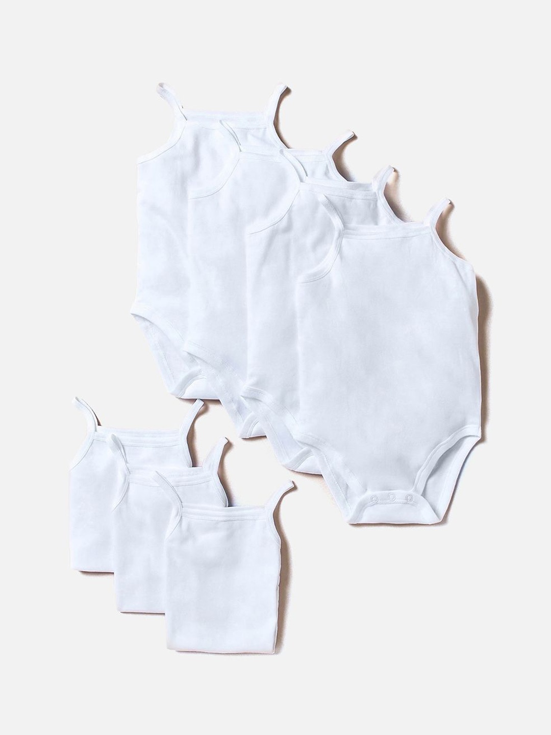 

Juniors by Babyshop Infant Girls Set Of 7 Shoulder Strap Bodysuit, White