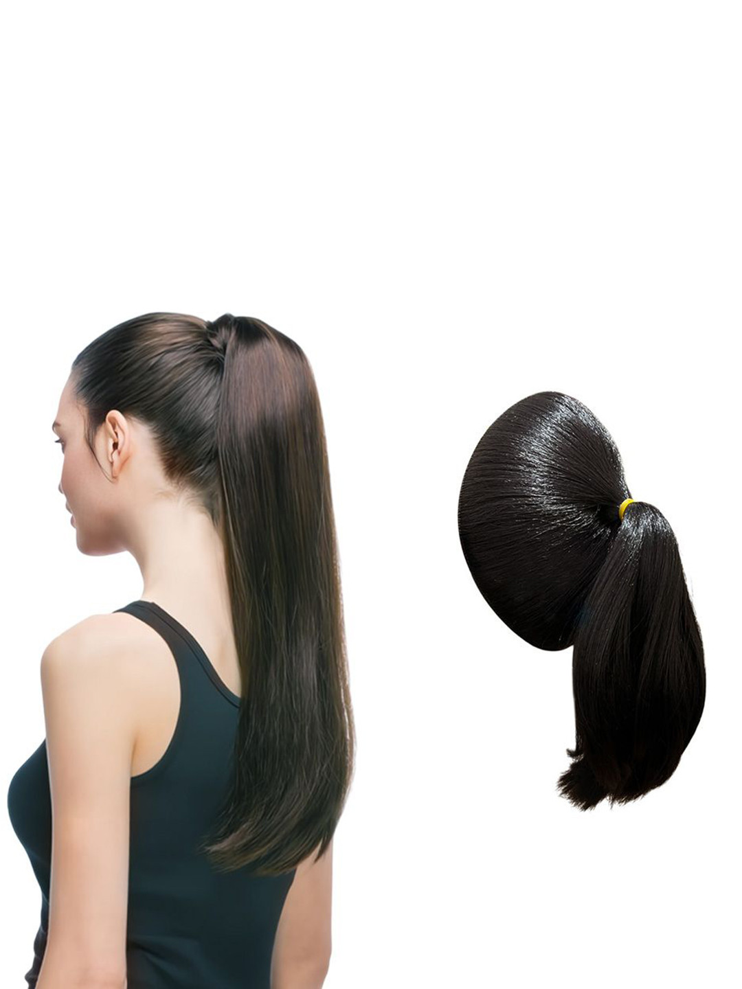 

D-Divine Ball Head Wig Wrapped With Grapefruit Peel Flower Bud Head Ponytail- 35 cm- Brown