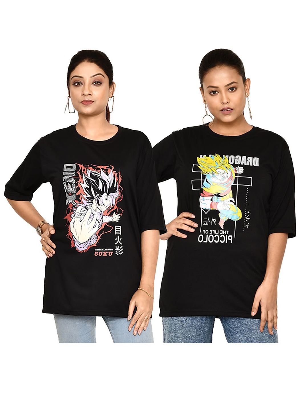 

RAPL Women 2 Printed Applique T-shirt, Black