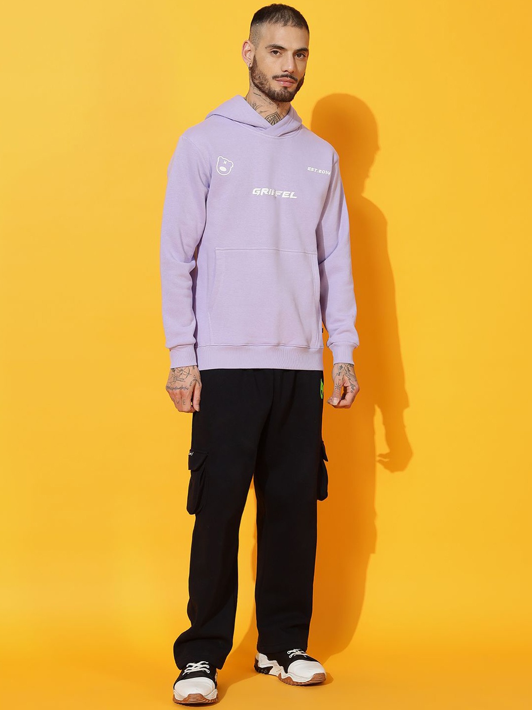 

GRIFFEL Men Hooded Neck Mid-Rise Tracksuits, Mauve