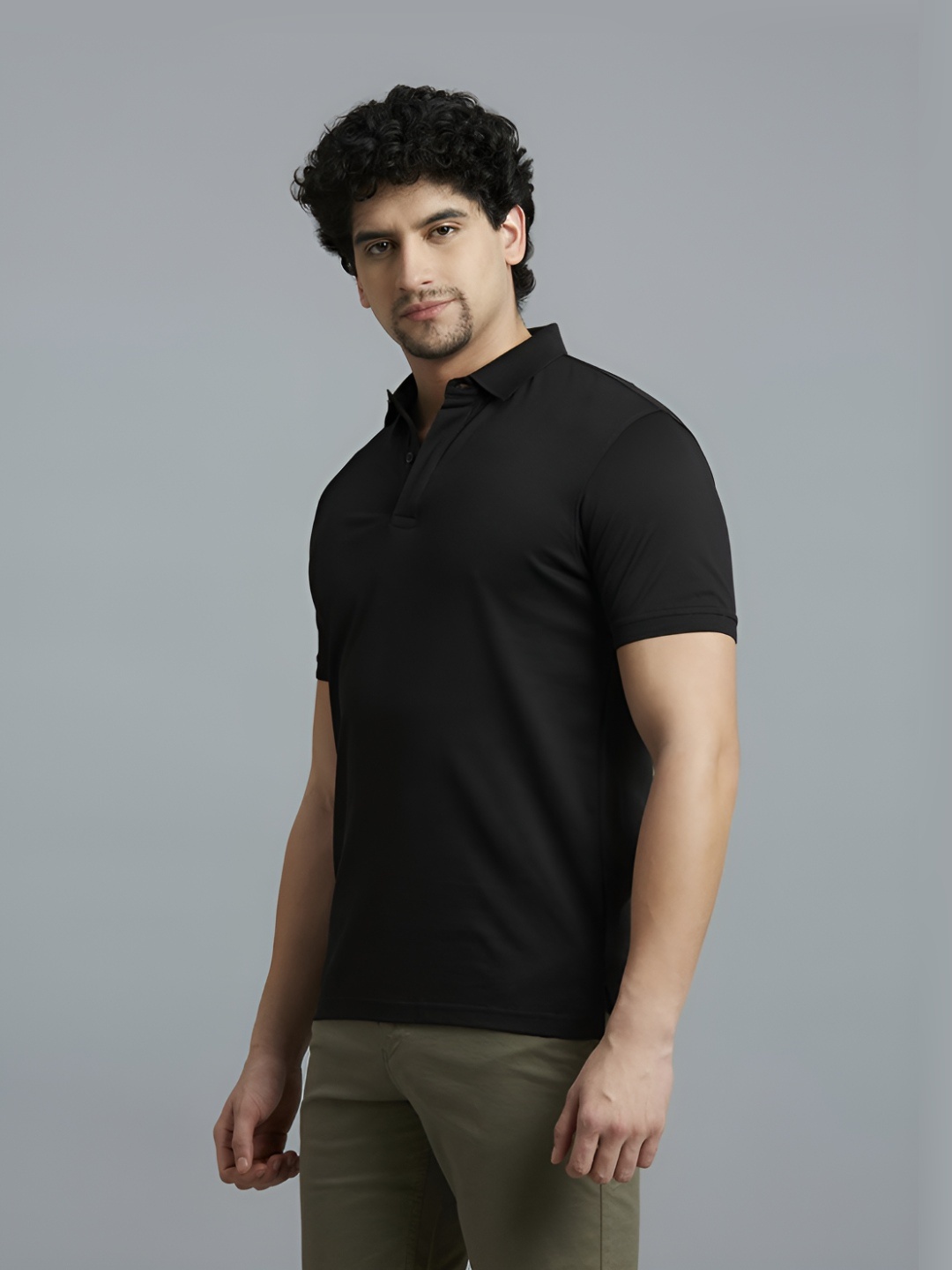 

Reid & Taylor Men Polo Collar Pockets Slim Fit T-shirt, Black