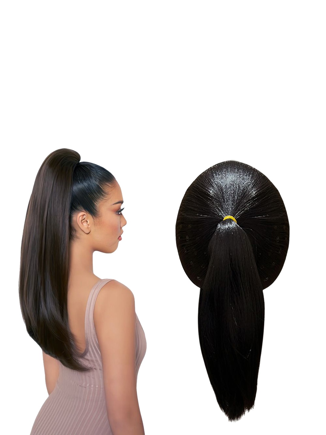 

D-Divine Ball Head Wig Wrapped With Grapefruit Peel Flower Bud Head Ponytail- 35 cm- Brown