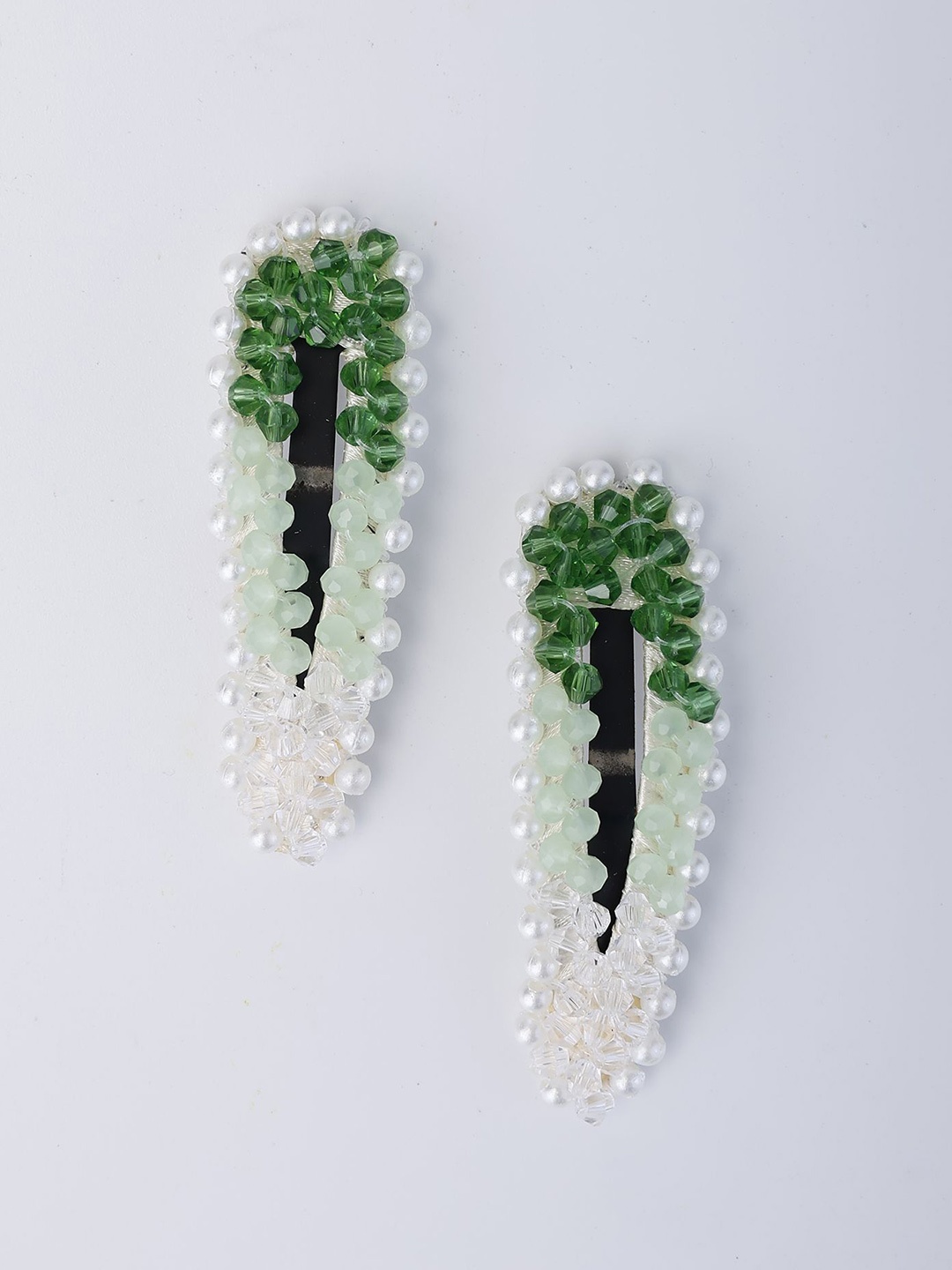 

Choko Girls Set of 2 Embellished Tic Tac Hair Clip, Green