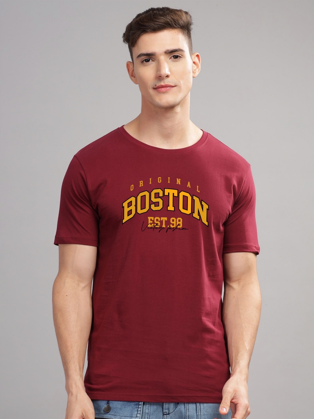 

ADRO Men Printed T-shirt, Maroon