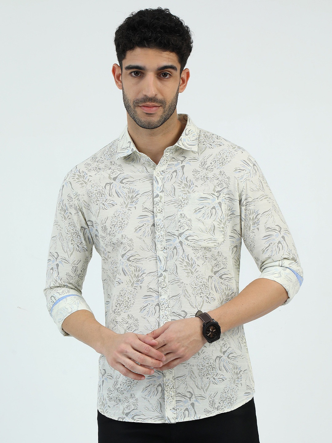 

RIGS AND RAGS Men Standard Floral Opaque Printed Casual Shirt, Cream