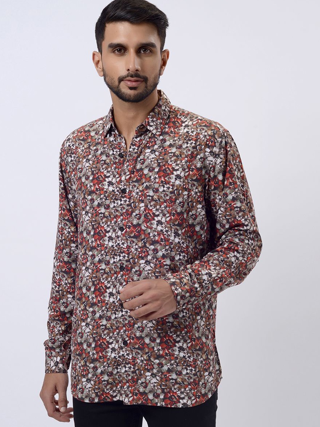 

JADE BLUE Men Slim Fit Floral Opaque Printed Casual Shirt, Rust