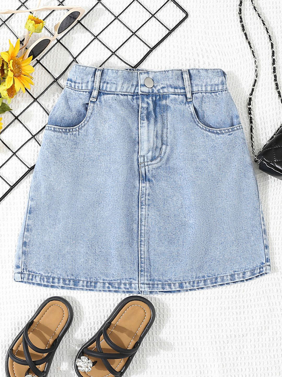 

INCLUD Girls A-Line Above Knee Length Skirt, Blue