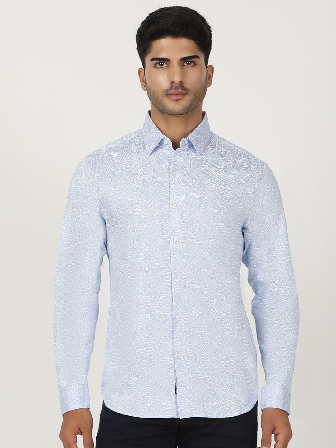 

Greenfibre Men Slim Fit Opaque Printed Casual Shirt, Blue