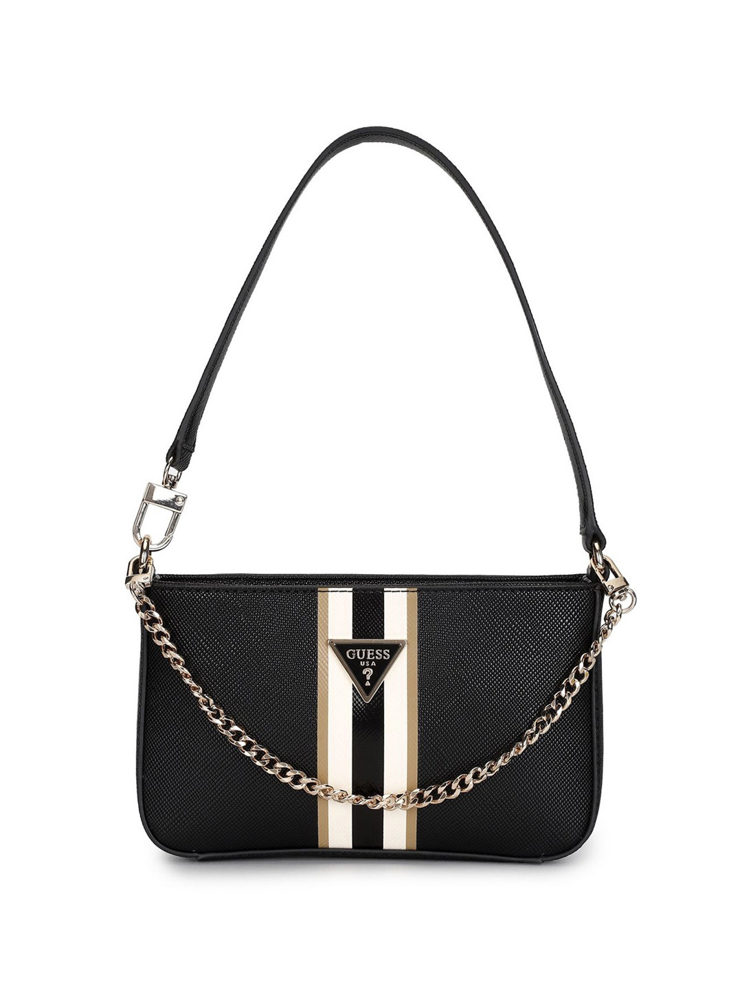 

GUESS Textured PU Structured Shoulder Bag, Black
