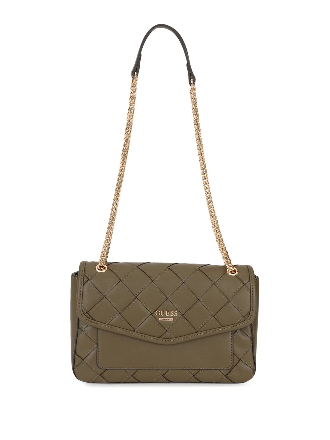 

GUESS Textured PU Structured Shoulder Bag, Olive
