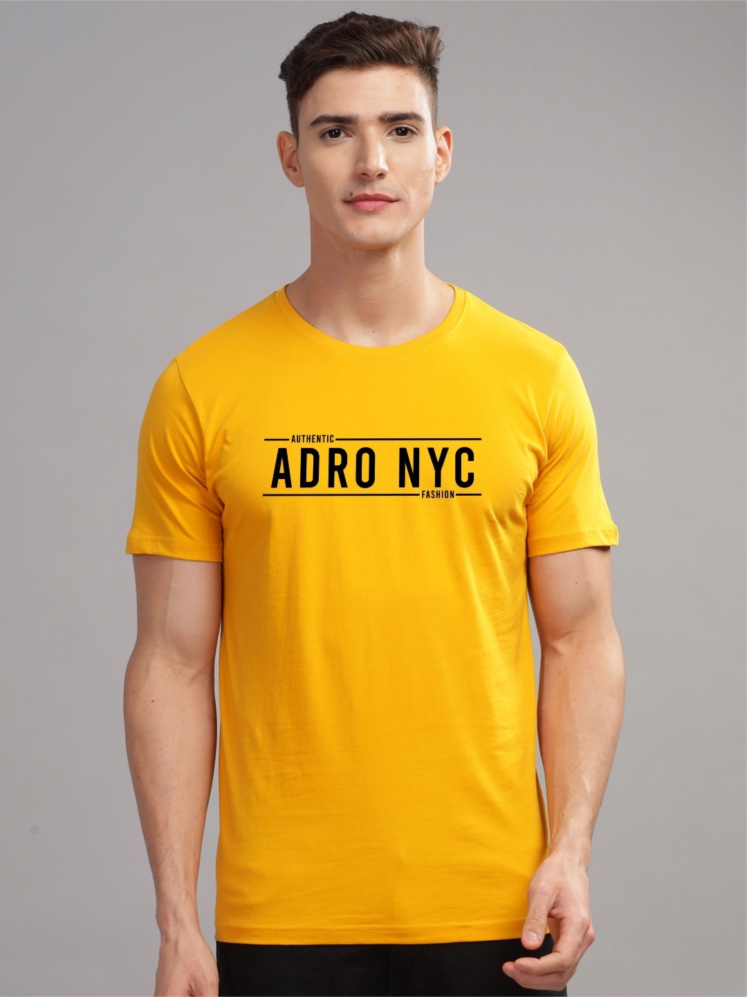 

ADRO Men Printed T-shirt, Mustard