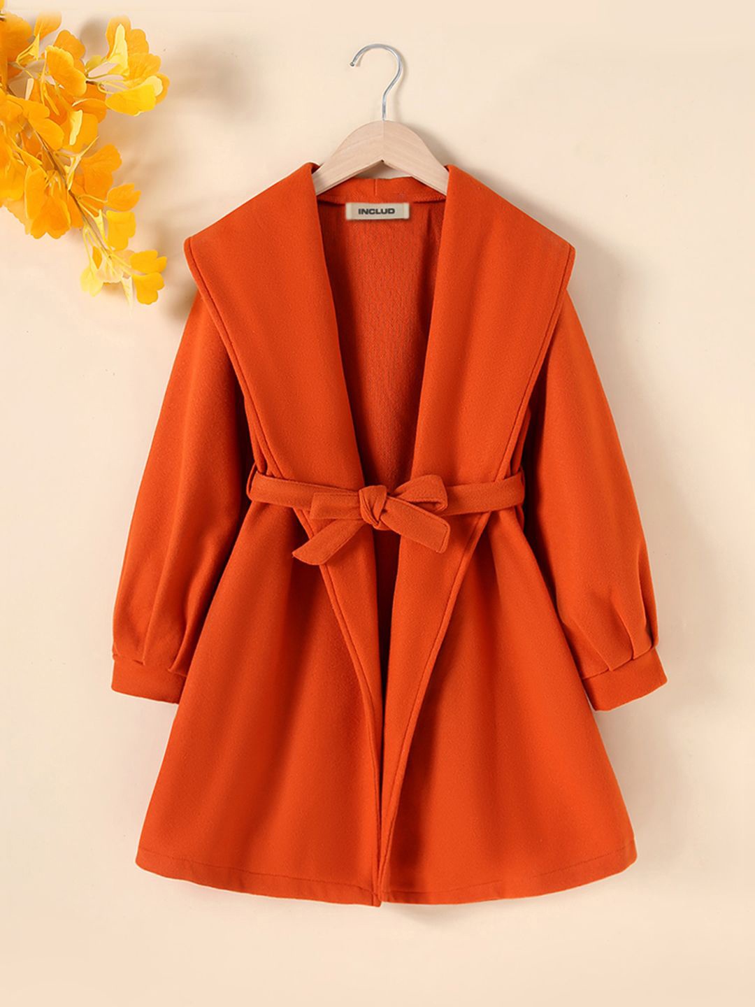 

INCLUD Girls Open Front Jacket, Orange