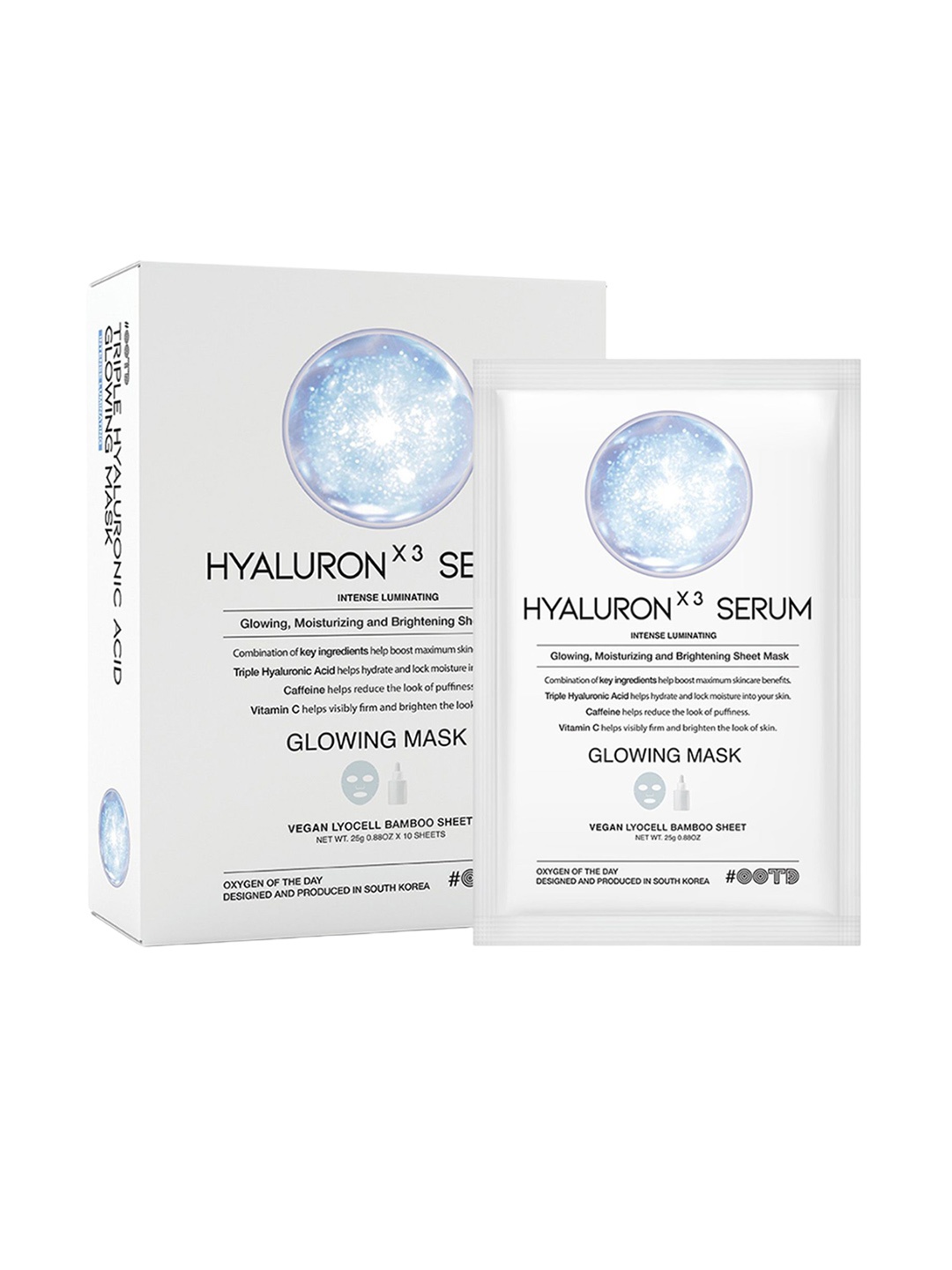 

OOTD Triple Hyaluron Acid Serum Glowing Mask - 25 g - 10 Sheets, White