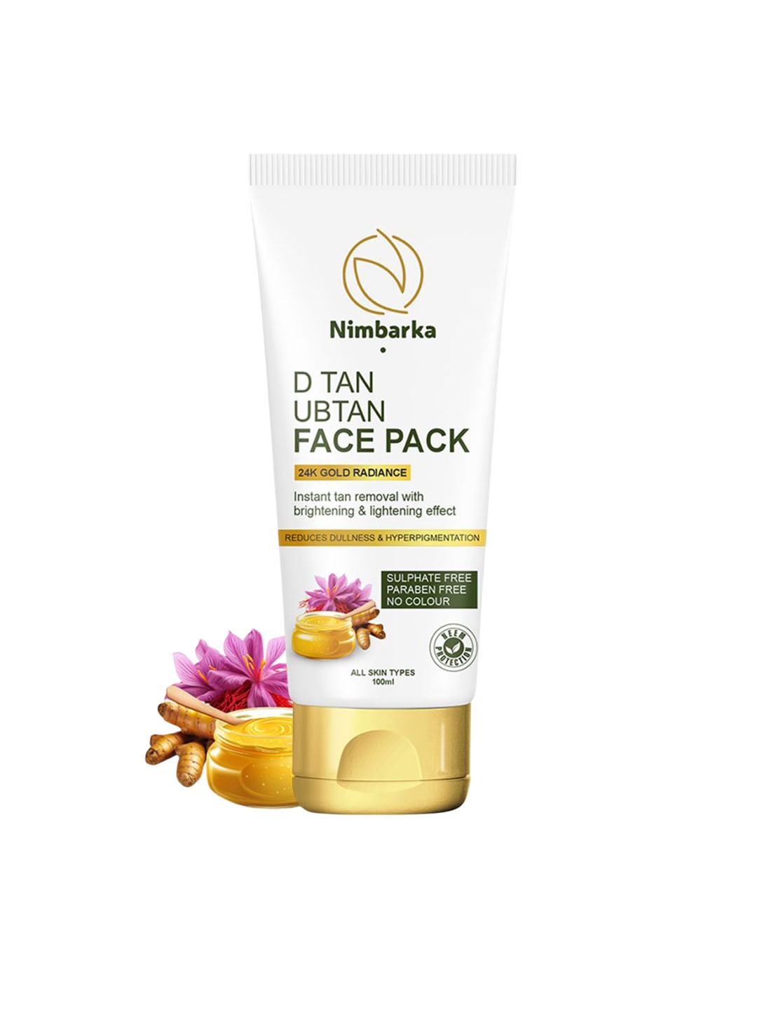 

Nimbarka D-Tan Ubtan Face Pack With Almond & Milk - 100 ml, Gold