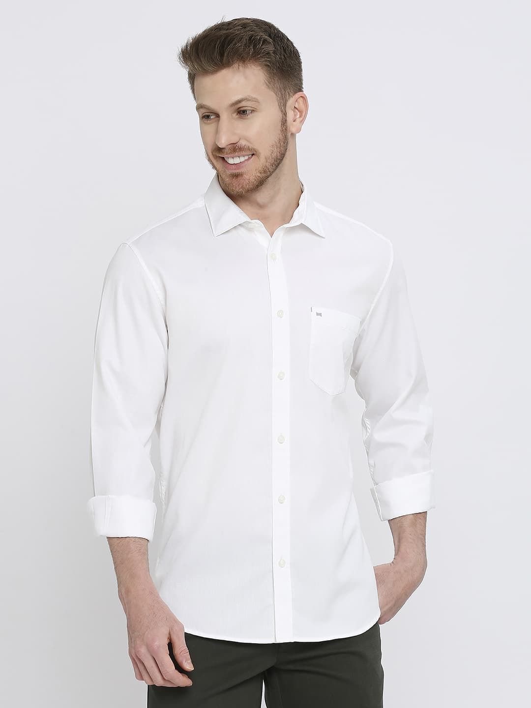 

Basics Men Slim Fit Opaque Casual Shirt, White
