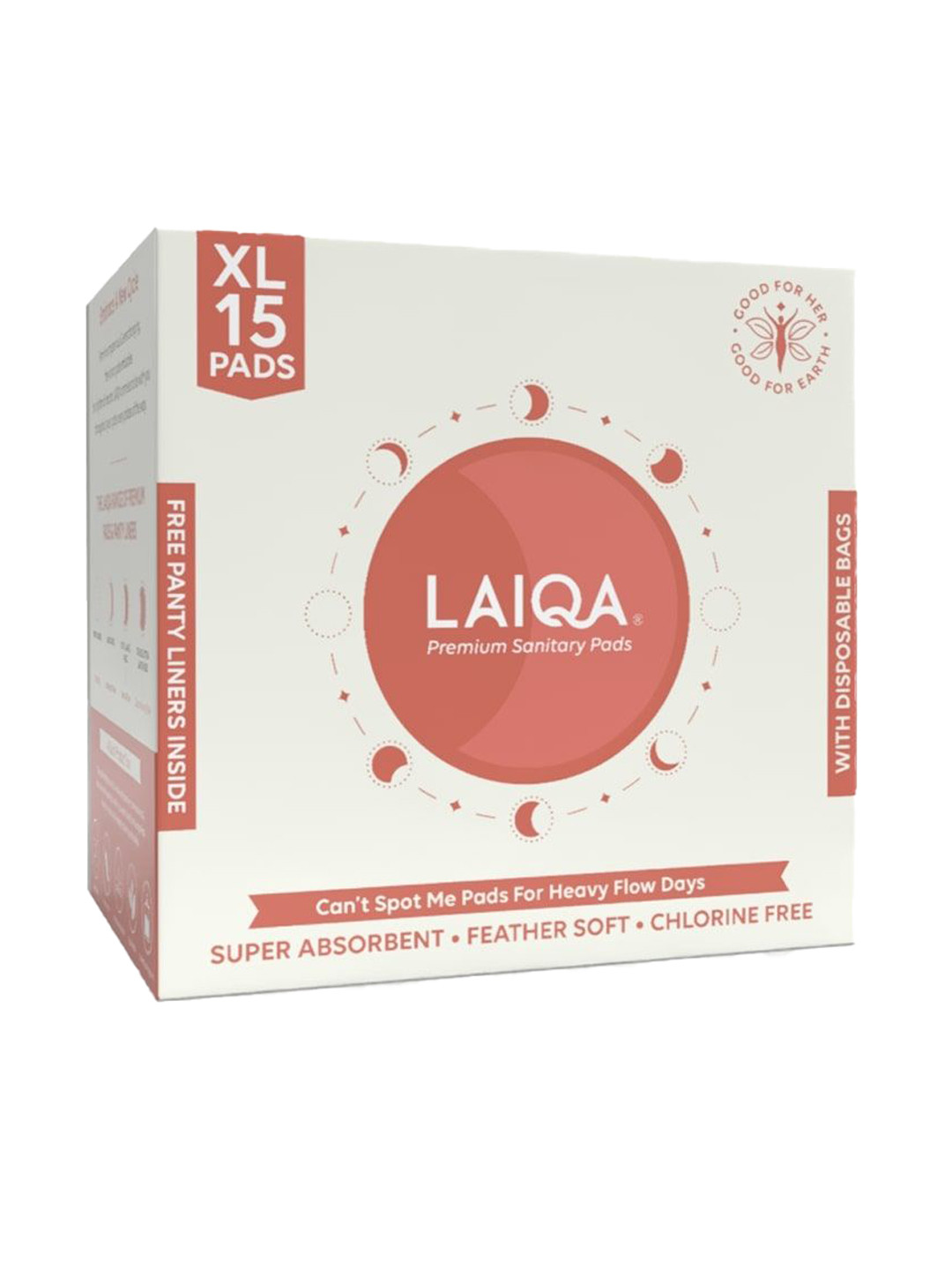 

LAIQA Cant Spot Me Heavy Flow Sanitary Napkins- XL - 15Pcs, White