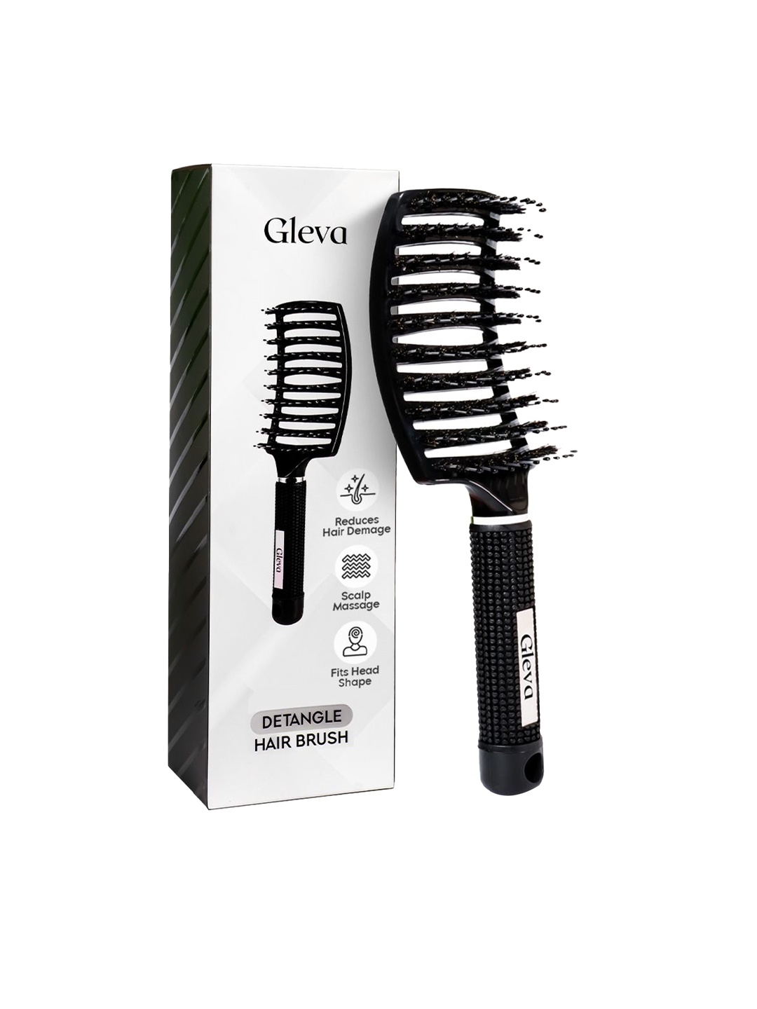 

Gleva Nylon Bristles Hairbrush- Black