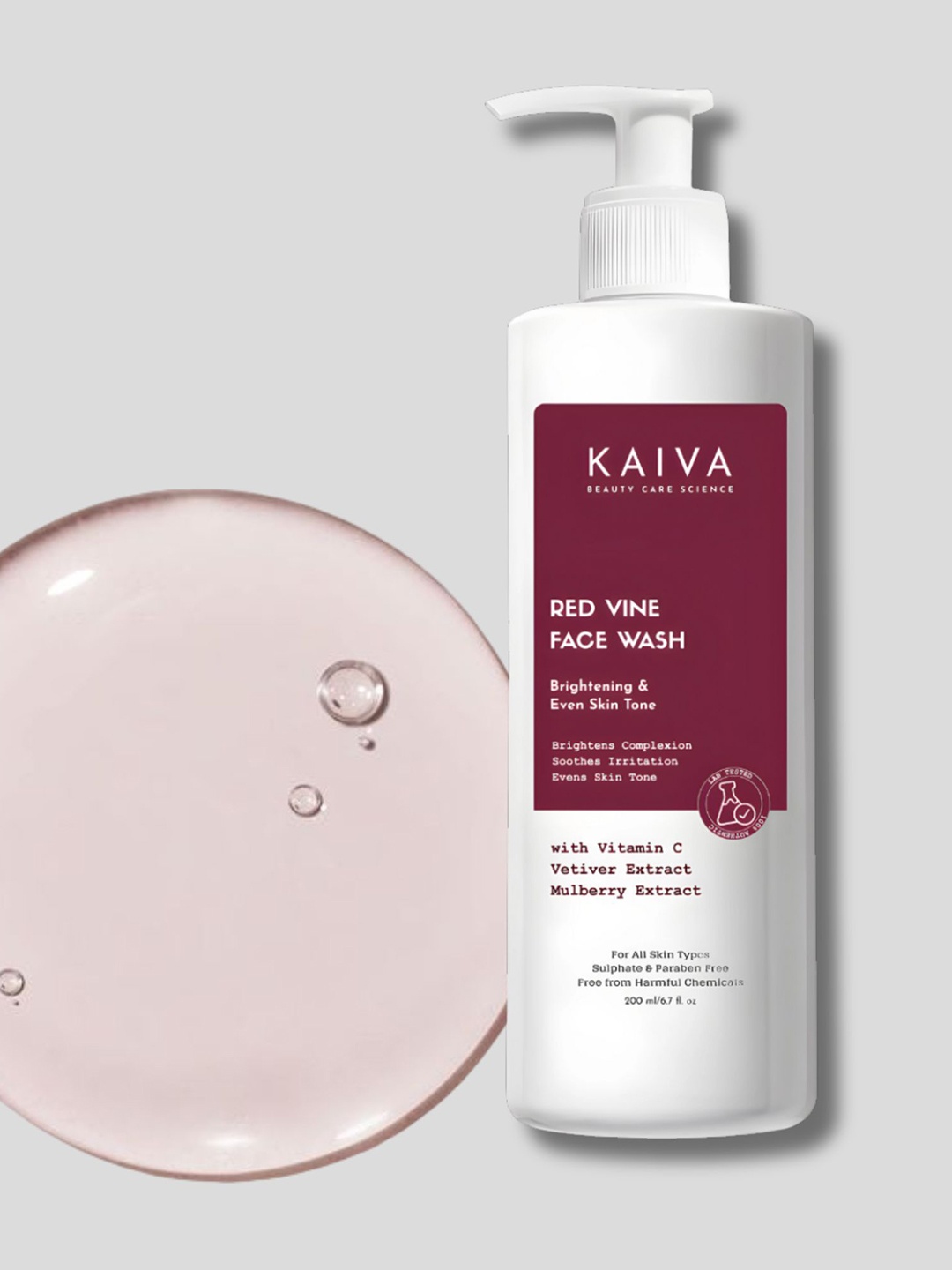 

KAIVA Red Vine Face Wash With Vitamin C & Mulberry Extract- 200 ml, Transparent