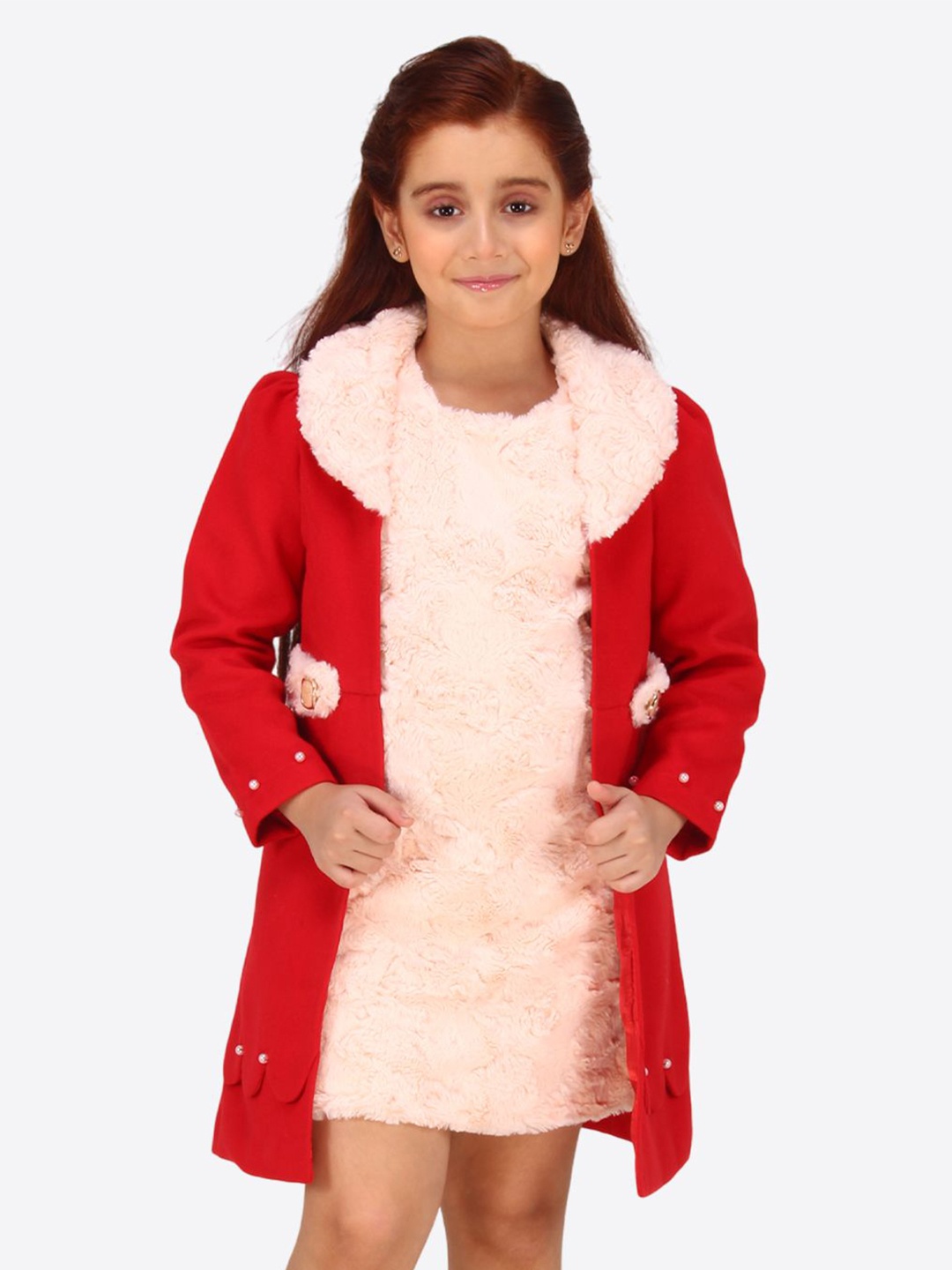 

CUTECUMBER Colourblocked Applique Shirt Dress, Red