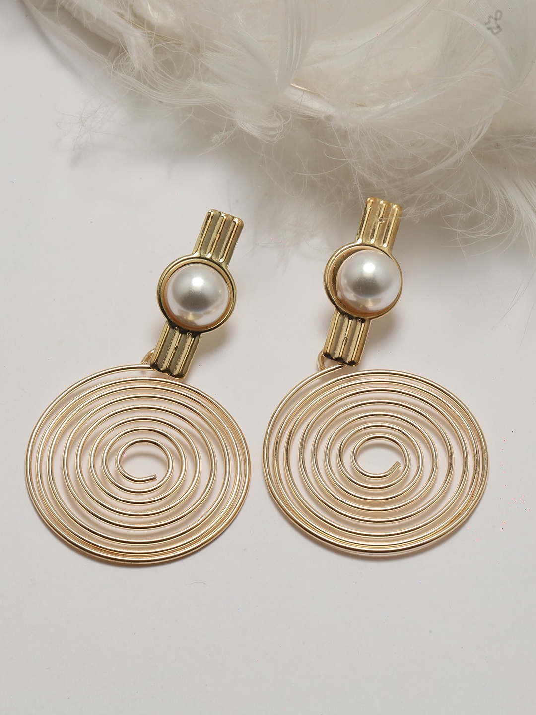 

Maansh Gold-Plated Pearls Contemporary Drop Earrings