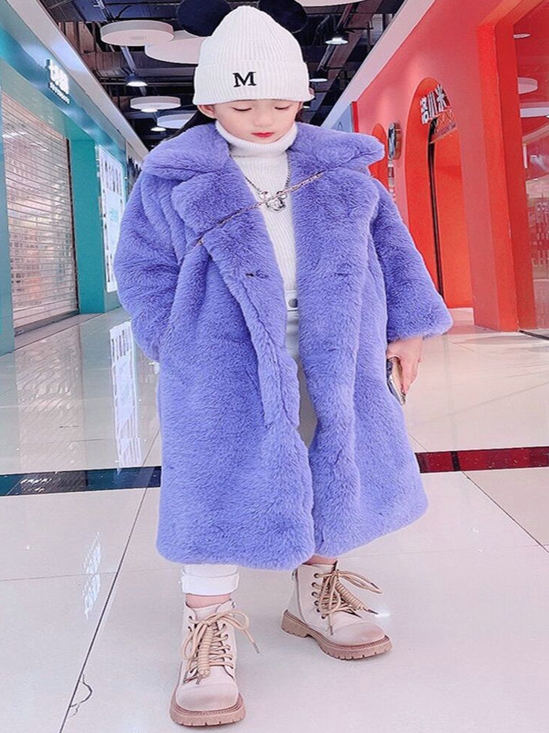 

Xsole Kids Single Breasted Winter Overcoat, Purple