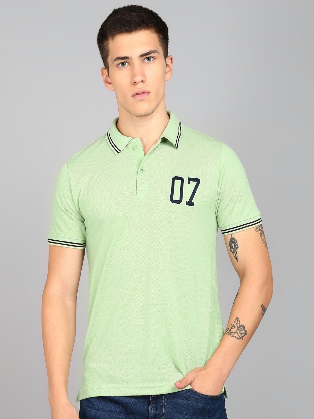 

Metronaut Men Typography Printed Polo Collar T-shirt, Sea green