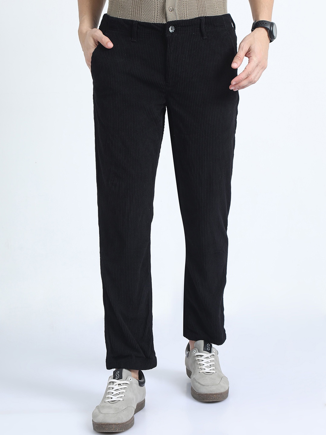 

RIGS AND RAGS Men Smart Straight Fit Trousers, Black