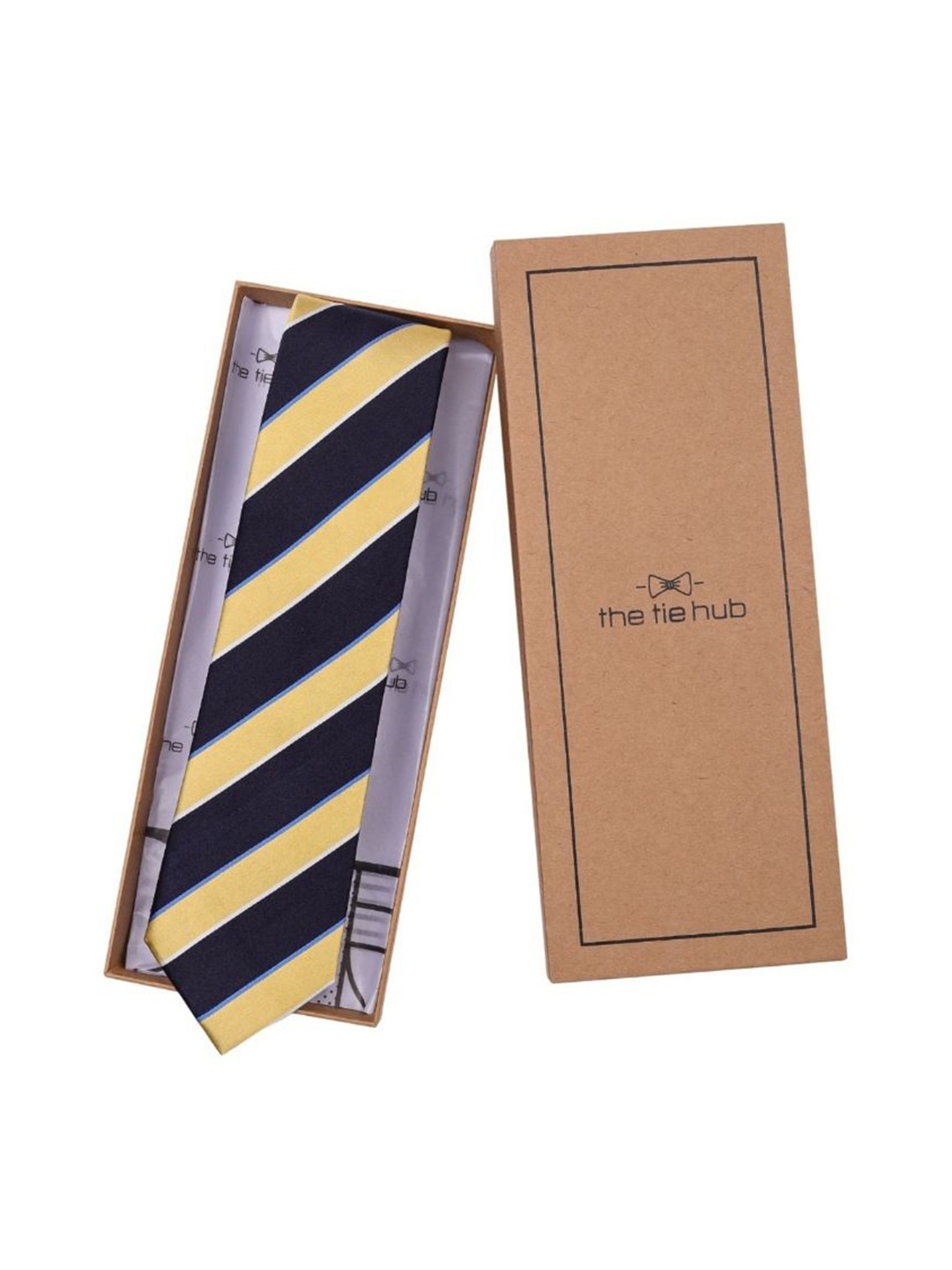

The Tie Hub Men Striped Skinny Tie, Yellow